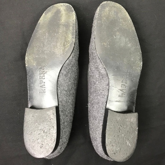 Ralph Lauren Gray Wool Leather Ballet Flats 9.5M - Picture 8 of 8